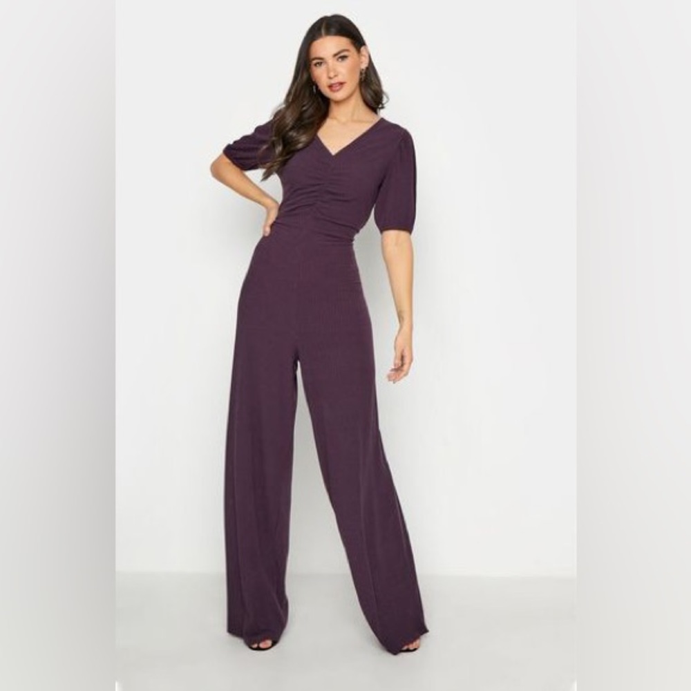 Long Tall Sally Rib Puff Sleeve Jumpsuit